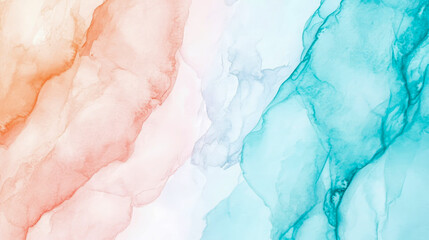 Naklejka premium Abstract Fluid Art Painting: Coral and Teal Swirls