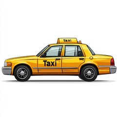 Fototapeta premium Taxi isolated on white background. Taxi icon. Cab isolated on white. Cab icon. Cab Car. Taxi Car Isolated element on white for Designers. Isolated Taxi Design Element. Cab Car Isolated on white.