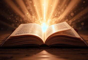 Fototapeta premium An open book with illuminated pages