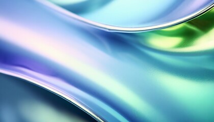 Obraz premium Close up of a glossy wavy metal surface background in lavender, mint green, and olive green colors