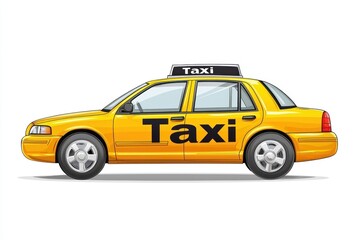 Fototapeta premium Taxi isolated on white background. Taxi icon. Cab isolated on white. Cab icon. Cab Car. Taxi Car Isolated element on white for Designers. Isolated Taxi Design Element. Cab Car Isolated on white.