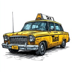 Taxi isolated on white background. Taxi icon. Cab isolated on white. Cab icon. Cab Car. Taxi Car Isolated element on white for Designers. Isolated Taxi Design Element. Cab Car Isolated on white.