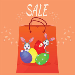 Promotional bag with percent symbol, with bunnies for Easter. Скилки на Пасхальные праздники.