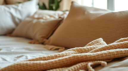 Cozy Bedroom Interior: Soft Textures and Neutral Tones for Relaxation