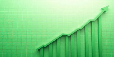 Green graph steadily moving up on a chart symbolizing business growth and success, performance, financial