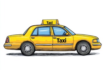 Taxi isolated on white background. Taxi icon. Cab isolated on white. Cab icon. Cab Car. Taxi Car Isolated element on white for Designers. Isolated Taxi Design Element. Cab Car Isolated on white.