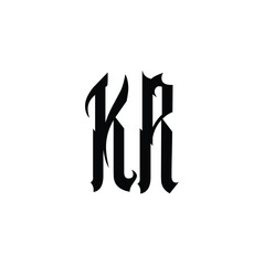 KR monogram logo design letter text name symbol monochrome logotype alphabet character simple logo