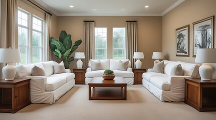 modern living room with fireplace 