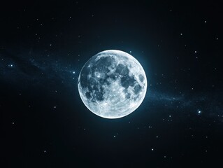 Stunning Moon Against Starry Night Sky with Cosmic Background