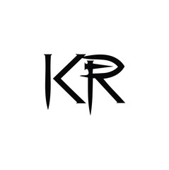 KR monogram logo design letter text name symbol monochrome logotype alphabet character simple logo