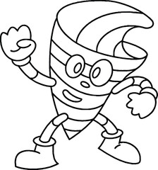 Stormy Cyclone Design for Coloring, Cyclone in Action: Coloring Fun, Dynamic Cyclone Illustration to Color, Cyclone Vortex: Printable Coloring Sheet