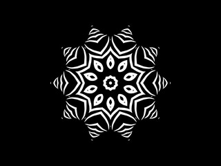 Black and white caleidoscope classic gradient flower art pattern of traditional tenun batik ethnic dayak ornament for wallpaper ads background sticker or clothing	