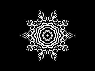 Black and white caleidoscope classic gradient flower art pattern of traditional tenun batik ethnic dayak ornament for wallpaper ads background sticker or clothing	