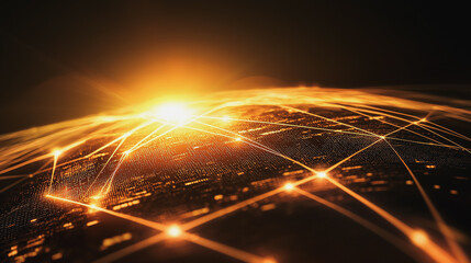 Abstract business Financial charts show a significant increase in profits in the stock market.This is driven by higher interest rates and continued growth. In the innovation world network of financial