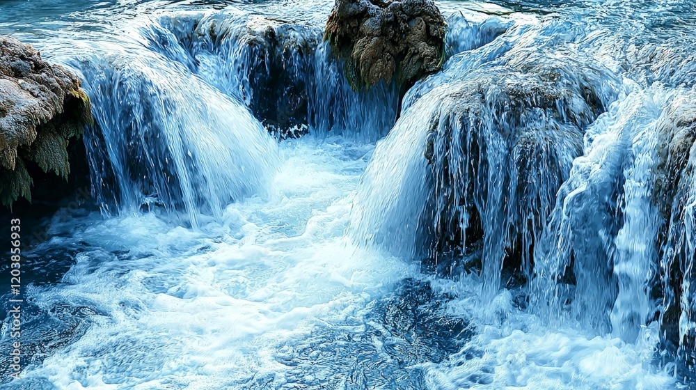 Aufkleber Abstract waterfall design nature scene digital art minimalist style aesthetic view tranquil concept for serenity
