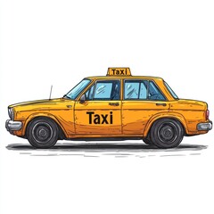 Taxi isolated on white background. Taxi icon. Cab isolated on white. Cab icon. Cab Car. Taxi Car Isolated element on white for Designers. Isolated Taxi Design Element. Cab Car Isolated on white.