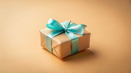 Minimalist Gift with Ribbon: Elegant Present, Simple Background