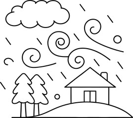 Stormy Cyclone Design for Coloring, Cyclone in Action: Coloring Fun, Dynamic Cyclone Illustration to Color, Cyclone Vortex: Printable Coloring Sheet