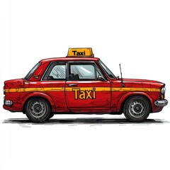 Taxi isolated on white background. Taxi icon. Cab isolated on white. Cab icon. Cab Car. Taxi Car Isolated element on white for Designers. Isolated Taxi Design Element. Cab Car Isolated on white.