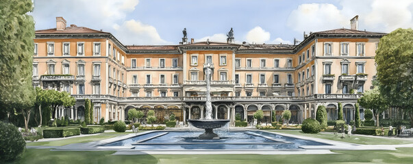 Fototapeta premium Grand Hotel Courtyard Fountain