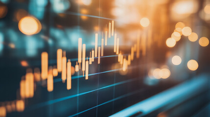 Abstract business Financial charts show a significant increase in profits in the stock market.This is driven by higher interest rates and continued growth. In the innovation world network of financial