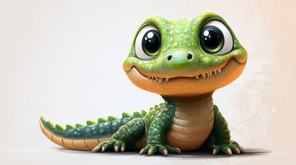Obraz premium crocodile green beautiful cute on a white background cartoon