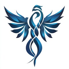 A striking phoenix emblem features flowing blue shades, symbolizing rebirth and strength. The wings spread majestically, conveying a sense of freedom and vitality