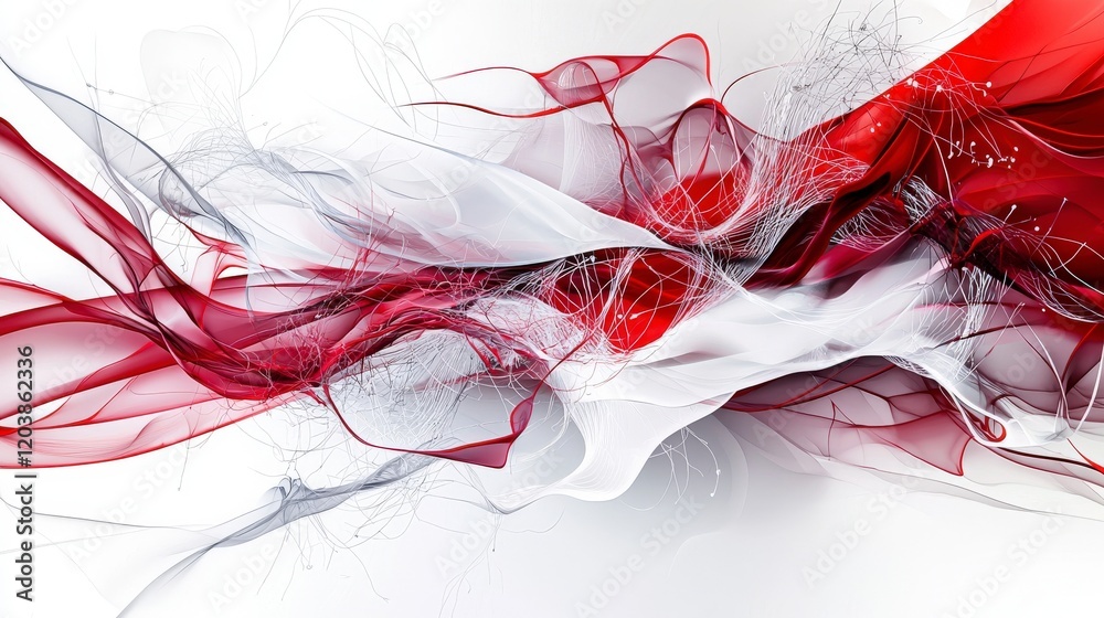 Aufkleber abstract lines intersecting in red and white modern art digital design artistic environment close-up