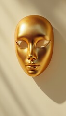 Golden Mask with Elegant Shadows, a Symbol of Mystery and Intrigue
