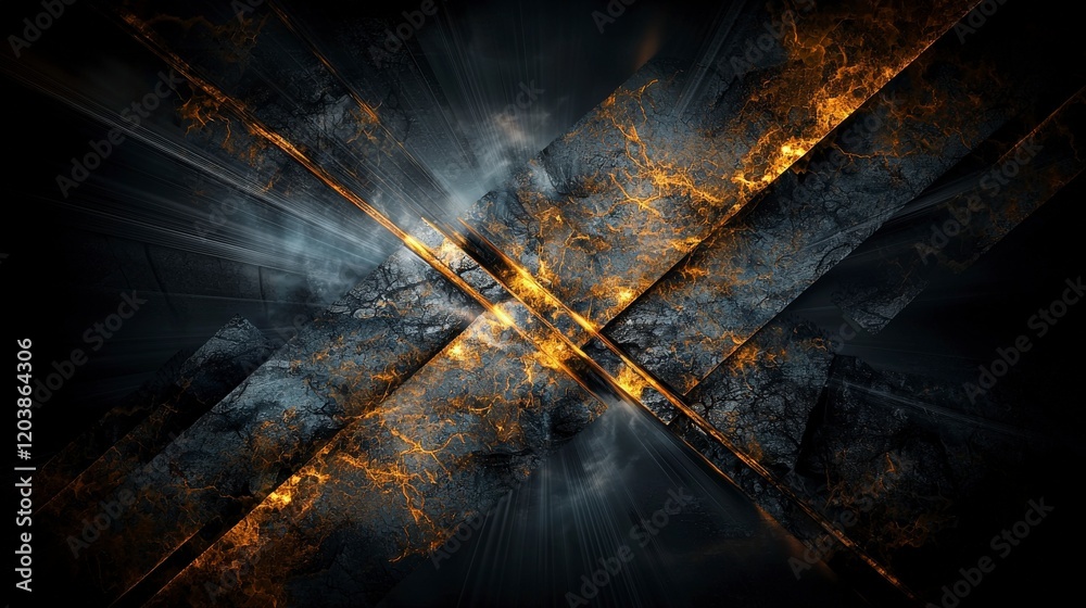 Aufkleber dynamic abstract light beams cutting through dark textures digital art composition modern environmen