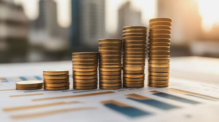 Abstract business Financial charts show a significant increase in profits in the stock market.This is driven by higher interest rates and continued growth. In the innovation world network of financial