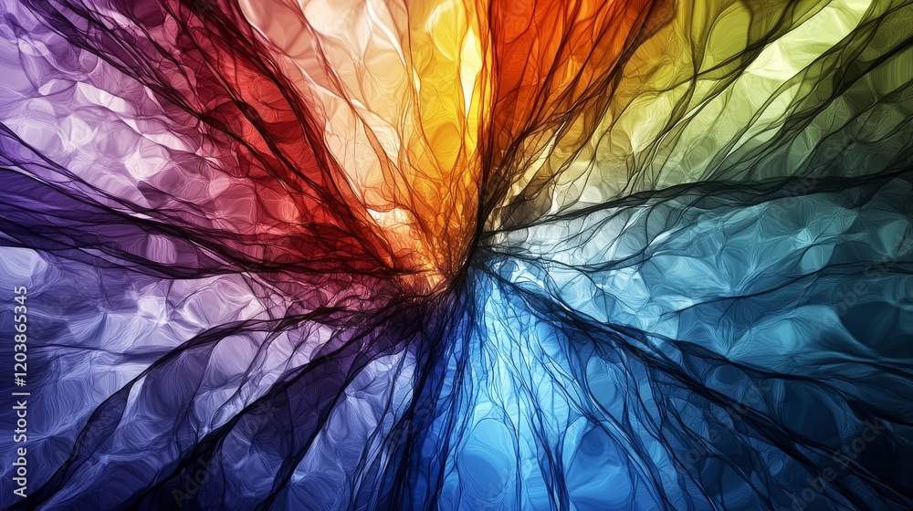 Poster Dynamic color shifts in shadowlike patterns abstract art digital creation vibrant environment close-up visual exploration