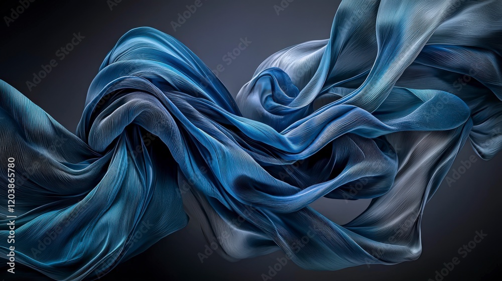 Poster Curved lines flowing like water abstract design digital art dark background dynamic perspective fluid movement