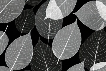 Abstract Black and White Leaf Pattern Design