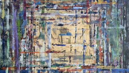 Obraz premium Abstract painting on craft paper with brushstrokes of different colors. Illustration for background