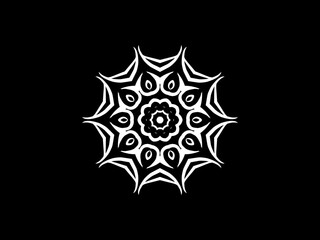 Black and white caleidoscope classic gradient flower art pattern of traditional tenun batik ethnic dayak ornament for wallpaper ads background sticker or clothing	