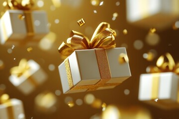 Enchanting Display of Floating Gift Boxes with Bows