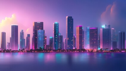 8-Bit Pixel Art Cyberpunk City Skyline