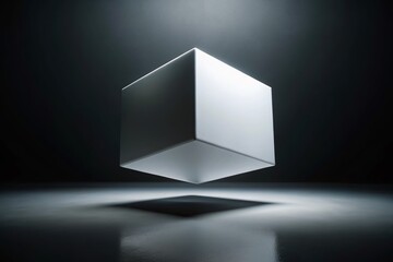 Minimalist White Cube on Black: Perfect Product Mockup Background