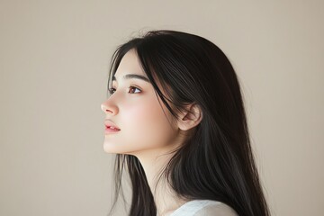 Naklejka premium Portrait of a Young Woman with Long Hair