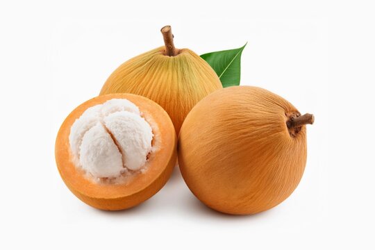 Sandoricum koetjape, santol, sentul or cotton fruit, isolated on white background with clipping path and full depth of field