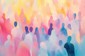 Vibrant Abstract Illustration of Diverse Silhouettes