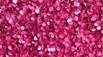 Fototapeta premium Beautifully scattered rose petals in shades of pink on a matching pink background, perfect for romantic designs.