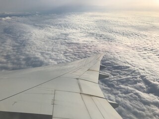 Fototapeta premium 飛行機からの景色 翼 