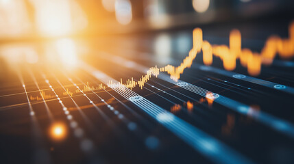 Abstract business Financial charts show a significant increase in profits in the stock market.This is driven by higher interest rates and continued growth. In the innovation world network of financial