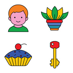 Modern Icons Flat Icon Set Isolated On White Background