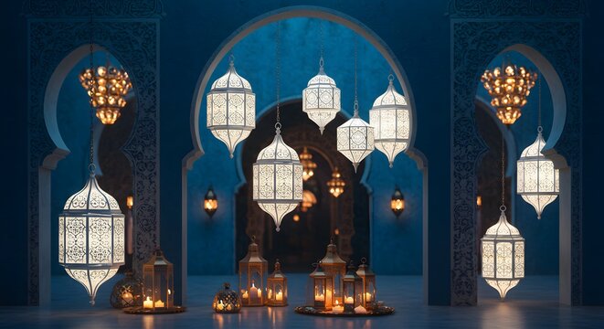 "Enchanting Arabian Nights with Hanging Lanterns"

