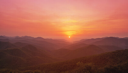 Obraz premium Textured sunrise background with golden yellow and coral pink brushstrokes