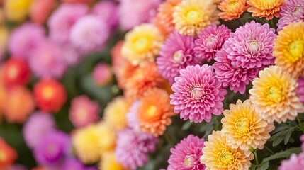 Colorful Chrysanthemum Flowers Blooming Abundantly