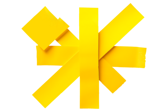 A yellow strip of paper is folded into a star shape